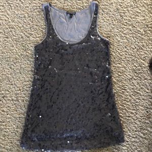 Express Dark Gray Sequin Tank Top. Size XS